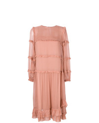Розовое платье-миди с рюшами от N°21
