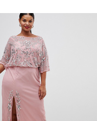 Розовое платье-миди с украшением от Lovedrobe Luxe Plus