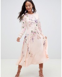Розовое платье-миди с цветочным принтом от ASOS DESIGN