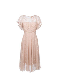 Розовое платье-миди с цветочным принтом от N°21