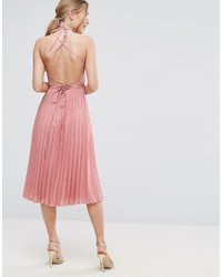 Розовое платье-миди со складками от Asos