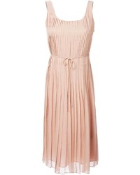 Розовое платье-миди со складками от Burberry