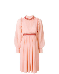 Розовое платье-миди со складками от Chloé