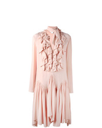 Розовое платье-миди со складками от Chloé