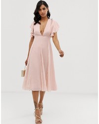 Розовое платье-миди от ASOS DESIGN