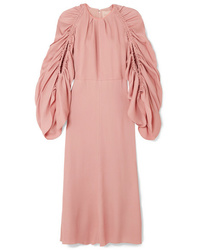 Розовое платье-миди от Roksanda