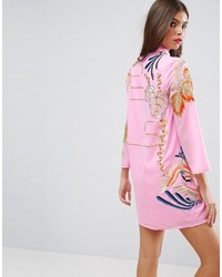Розовое платье прямого кроя с вышивкой от Asos