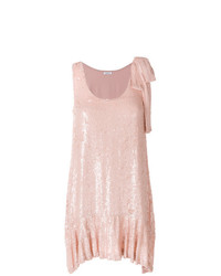 Розовое платье прямого кроя с пайетками с рюшами от P.A.R.O.S.H.