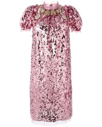 Розовое платье прямого кроя с пайетками от Dolce & Gabbana