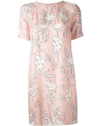 Розовое платье прямого кроя с цветочным принтом