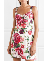 Розовое платье прямого кроя с цветочным принтом от Dolce & Gabbana