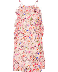 Розовое платье прямого кроя с цветочным принтом от MSGM