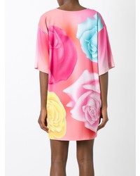 Розовое платье прямого кроя с цветочным принтом от Boutique Moschino