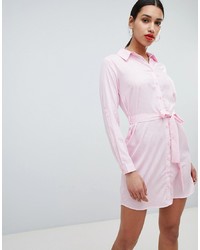 Розовое платье-рубашка в вертикальную полоску от AX Paris