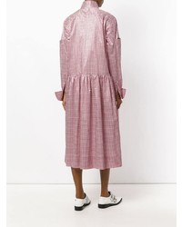 Розовое платье-рубашка в клетку от Christopher Kane