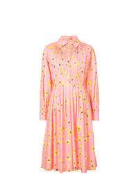 Розовое платье-рубашка с цветочным принтом