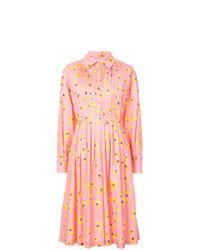 Розовое платье-рубашка с цветочным принтом от Novis
