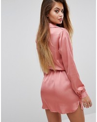 Розовое платье-рубашка от PrettyLittleThing