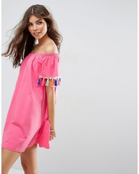 Розовое платье с открытыми плечами от Asos