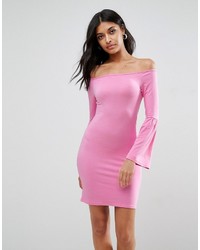 Розовое платье с открытыми плечами от Asos