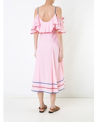 Розовое платье с открытыми плечами от Anna October