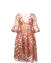 Розовое платье с пышной юбкой в горошек от Marchesa Notte