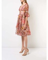 Розовое платье с пышной юбкой в горошек от Marchesa Notte