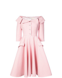 Розовое платье с пышной юбкой в мелкую клетку от Sara Battaglia