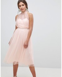 Розовое платье с пышной юбкой из фатина с украшением от ASOS DESIGN