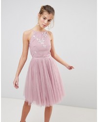 Розовое платье с пышной юбкой из фатина с украшением от Little Mistress