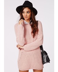Розовое платье-свитер