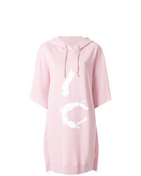 Розовое платье-свитер с принтом