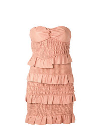 Розовое платье-футляр с рюшами от Drome