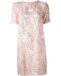Розовое платье-футляр с цветочным принтом от Marni