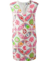 Розовое платье-футляр с цветочным принтом от MSGM