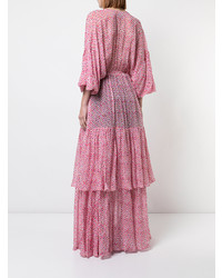 Розовое пляжное платье с цветочным принтом от Saloni