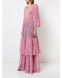 Розовое пляжное платье с цветочным принтом от Saloni