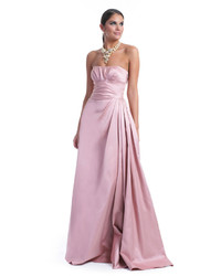 Розовое сатиновое вечернее платье