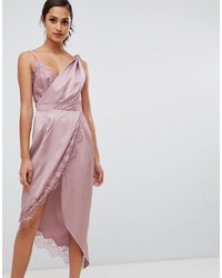 Розовое сатиновое платье-комбинация от ASOS DESIGN