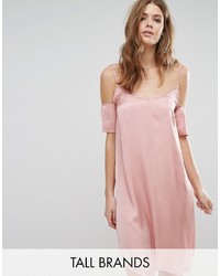 Розовое сатиновое платье-комбинация