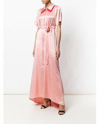 Розовое сатиновое платье-макси от Giacobino