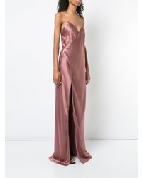 Розовое сатиновое платье-макси от Michelle Mason