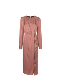 Розовое сатиновое платье-миди от Bianca Spender