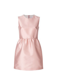 Розовое сатиновое платье с пышной юбкой