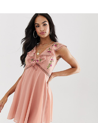 Розовое свободное платье с вышивкой от ASOS DESIGN