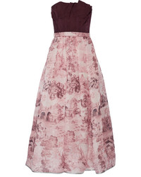 Розовое шелковое платье с принтом от Oscar de la Renta
