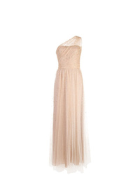 Розовое шифоновое вечернее платье с украшением от Marchesa Notte
