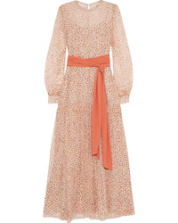 Розовое шифоновое платье-макси с цветочным принтом от Jonathan Saunders