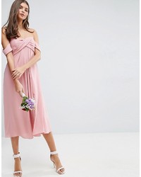 Розовое шифоновое платье-миди от Asos