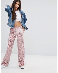 Женские розовые бархатные брюки от Boohoo